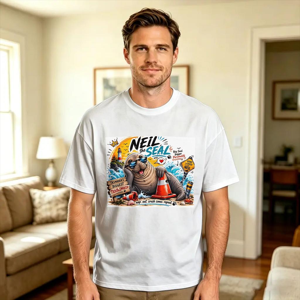 Streetwear T Shirt Beach Neil the Seal Novelty TShirts Cotton Tee Shirt for Couple Y2K Classic Short Sleeve Clothes