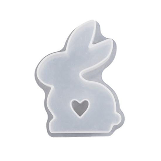Easter Bunny Candle Silicone Mold Hollow Love Heart Non-stick DIY Homemade Aromatherapy Scented Candle Decoration Gypsum Epoxy Resin Casting Mould