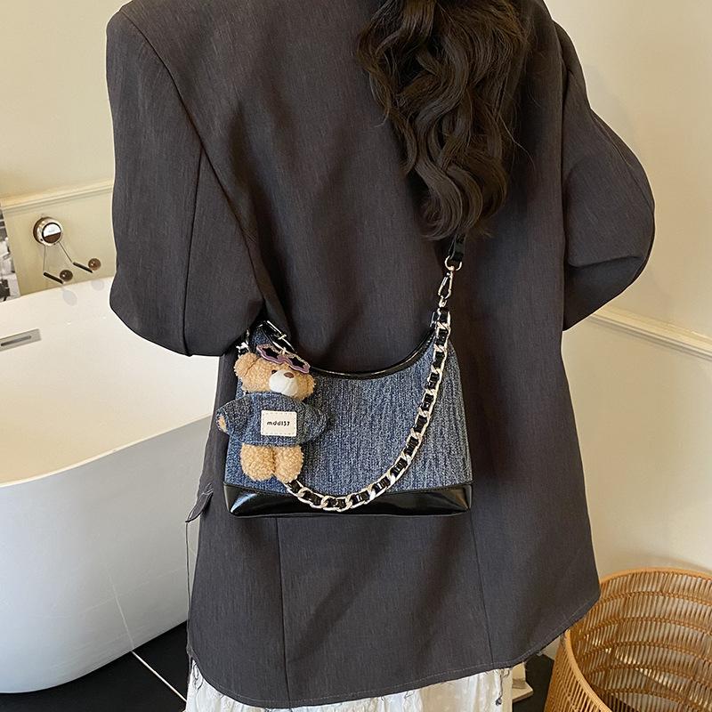 Нишевый дизайн ретро джинсовая сумка-ведро под мышкой женская новая контрастная цветная сумка через плечо мессенджер тренд