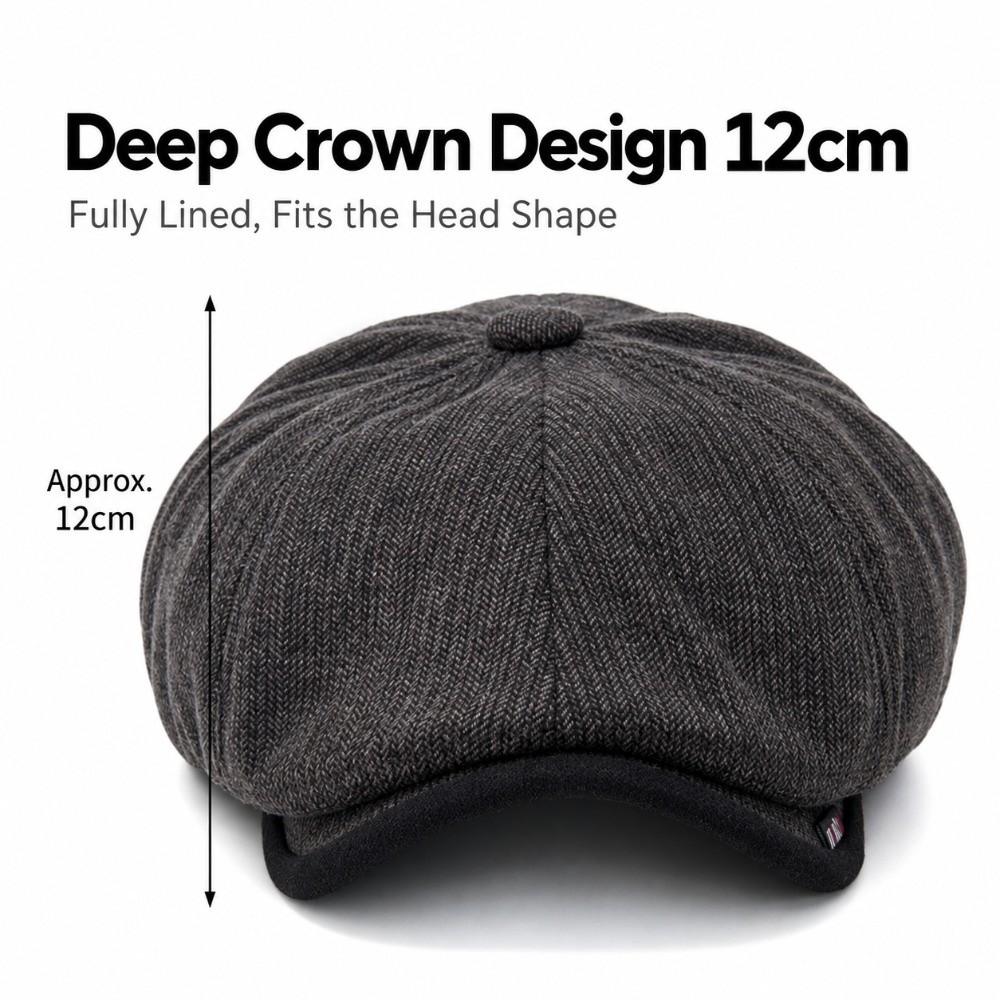 Thick Warm Beret Hat Autumn Winter Flat Hat Casual Octagonal Cap For Men