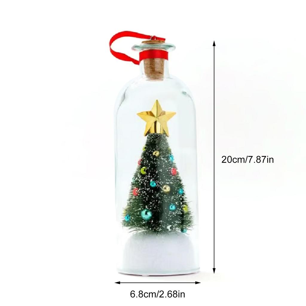 Recordable Christmas Tree Message in A Bottle W/ Playback Cork Christmas Tree Voice Message Bottle Ornament for Home Xmas Gift