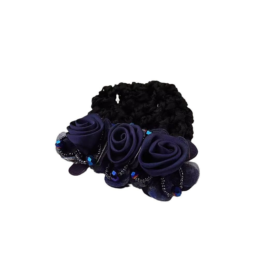 Updo Styling Tool Flower Hair Net with Spring Clip Net Pocket Headdress For Work Use