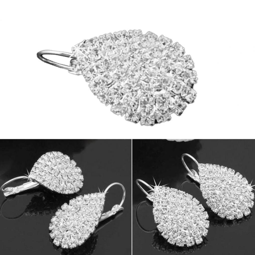 Women Fashion Luxury Shiny Rhinestone Waterdrop Pendant Earrings Jewelry
