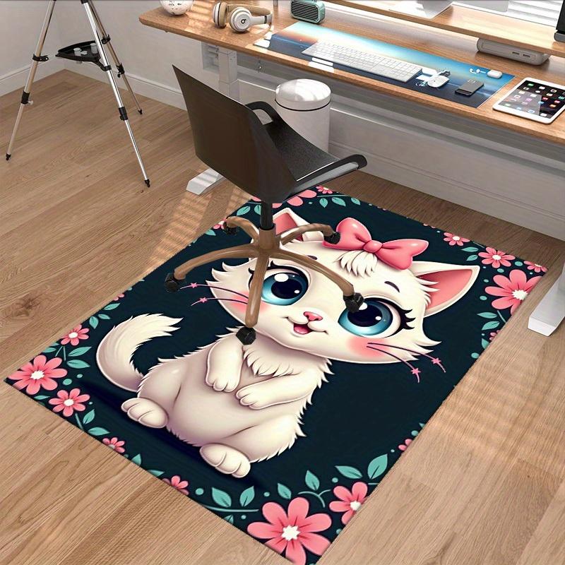 1pc,Cute Kitten Floral Rug - Perfect for Home Decor, Office Carpet, Chair Cover, Outdoor Mat