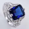 Vintage Women Blue Gemstone Tone Filigree Wedding Ring