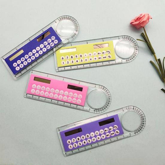 Калькулятор солнечной линейки Многофункциональный большой экран Канцелярские принадлежности 3 в 1 Длина 10 см Солнечная карточная линейка для школы