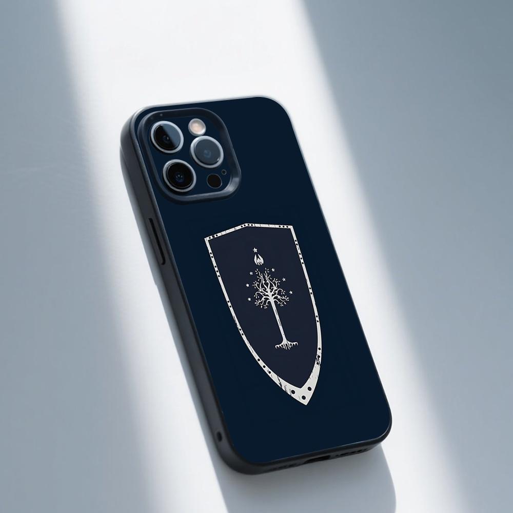 Tree of Gondor Flag Phone Case For iPhone 16,15,14,13,12,11,Pro,Max,Plus,X,XS,XR,SE,8,7,Mini,Soft Silicone Black Case
