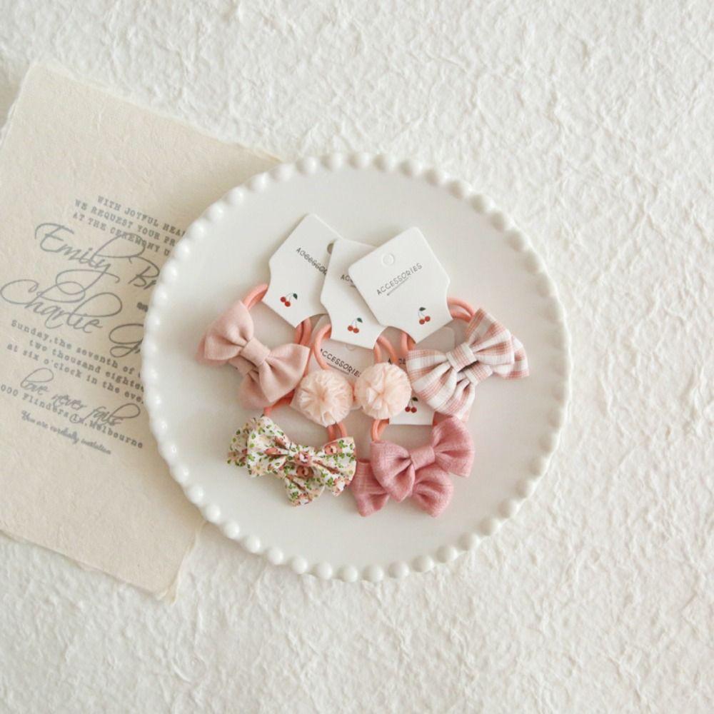 10Pcs Kids Girls Hair Ties Bowknot Sweet Bows Flower Headdress Fashion Hair Rope