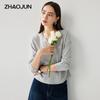 Женская шелковая вязаная футболка с длинным рукавом Zhaojun, имитация двух предметов