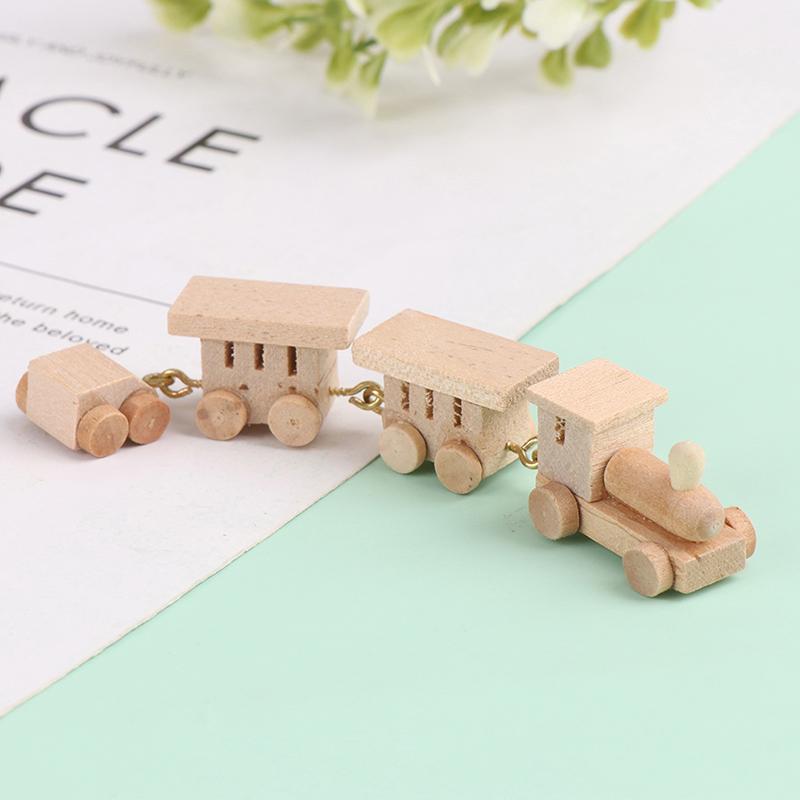 1Pc 1:12 Dollhouse Miniature Wooden Train Simulation Model Toy Doll House Decor