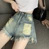 Women's Summer Retro A-line Ruffled Hole Denim Shorts, Loose and Slimming, Sweet and Cool, Spicy Girl Style Trend Versatile Shorts