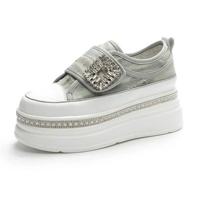 6 см джинсовая ромбовидная платформа танкетка натуральная кожа повседневные весна лето осень удобные кроссовки высокого бренда на толстом каблуке обувь