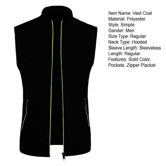 Мужской жилет, пальто с воротником-стойкой, без рукавов, застежка-молния, жилет с карманами, однотонный приталенный пиджак