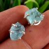 Raw Aquamarine Labradorite Stud Earring 925 Sterling Silver Handmade Fine Jewelry