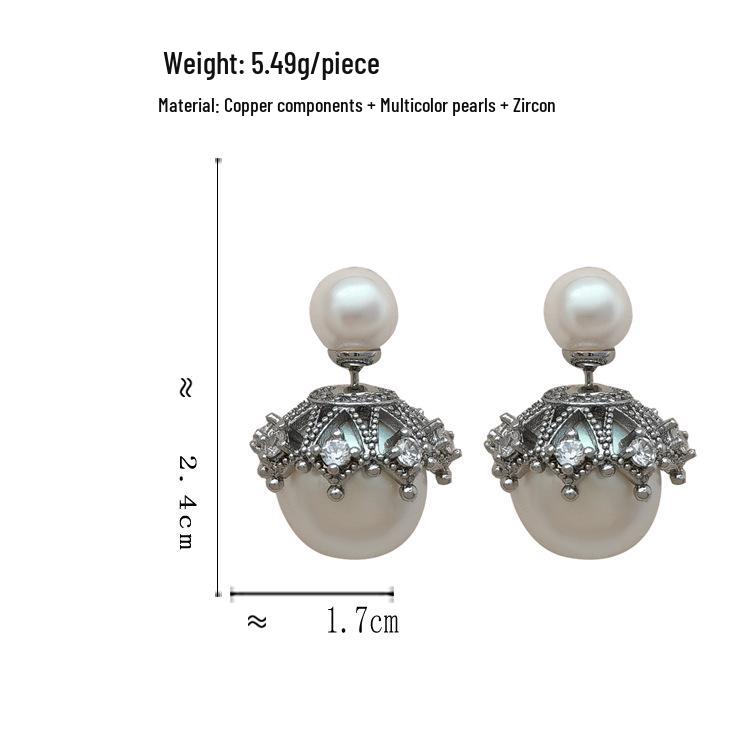 Серьги-пусеты из серебра 925 пробы с ретро французским жемчугом - Универсальные, Элегантные, Нишевый стиль люкс