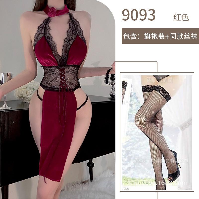 Sex underwear bare chest lace sexy underwear night show neck cheongsam exotic uniform