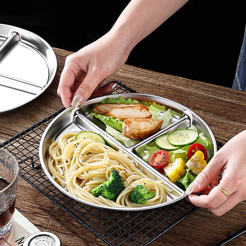 3 сетки из нержавеющей стали обеденная тарелка поднос для закусок еда разделенные блюда контейнер для обеда для школьной столовой кухонные принадлежности