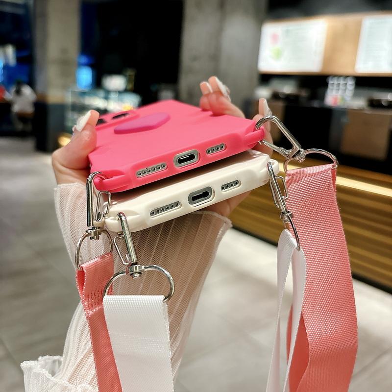 Чистый цветной чехол для iPhone 15 14 13 Pro Max 12 Pro 11 противоударный ТПУ мягкий регулируемый широкий ремешок с сердечком для телефона