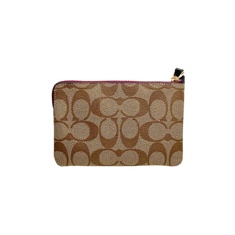 Coach Disney Disney в совместном бренде CORNER ZIP застежка-молния нашивка с мультяшным логотипом коровья кожа кошелек обычный женский хаки