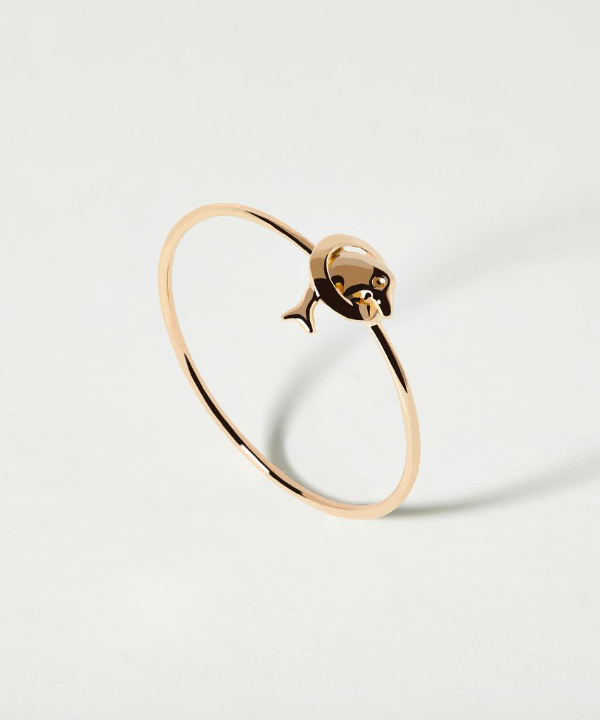 Helene Jewelry Кольцо с прыгающим дельфином 14K Кольцо с золотой нитью (Тип А)