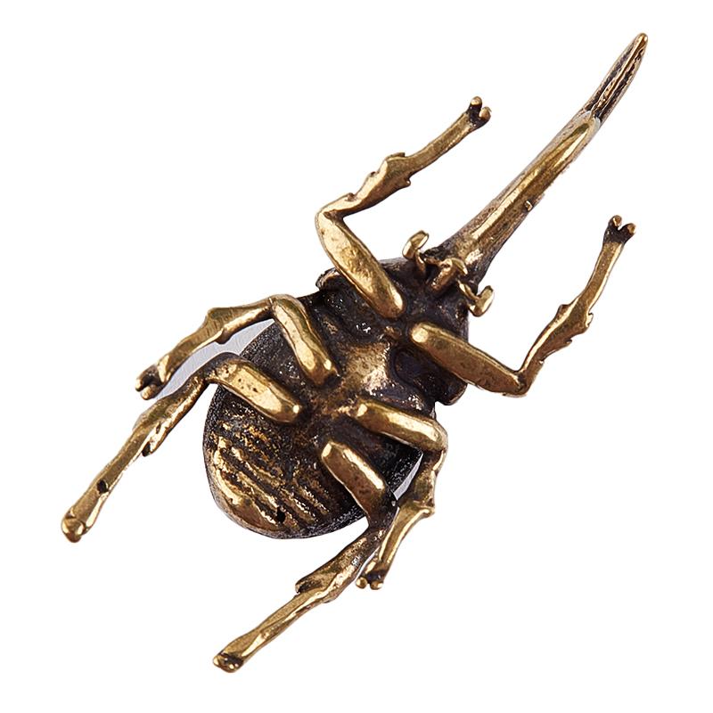Brass Insect Figurine Miniature Bugs Tea Pet Ornament Copper Beetle Statue