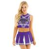 Women Japanese Schoolgirl Cosplay Uniform Girl Sexy Lingerie Sleeveless Crop Top with Mini Pleated Skirt Cheerleader Costume Set