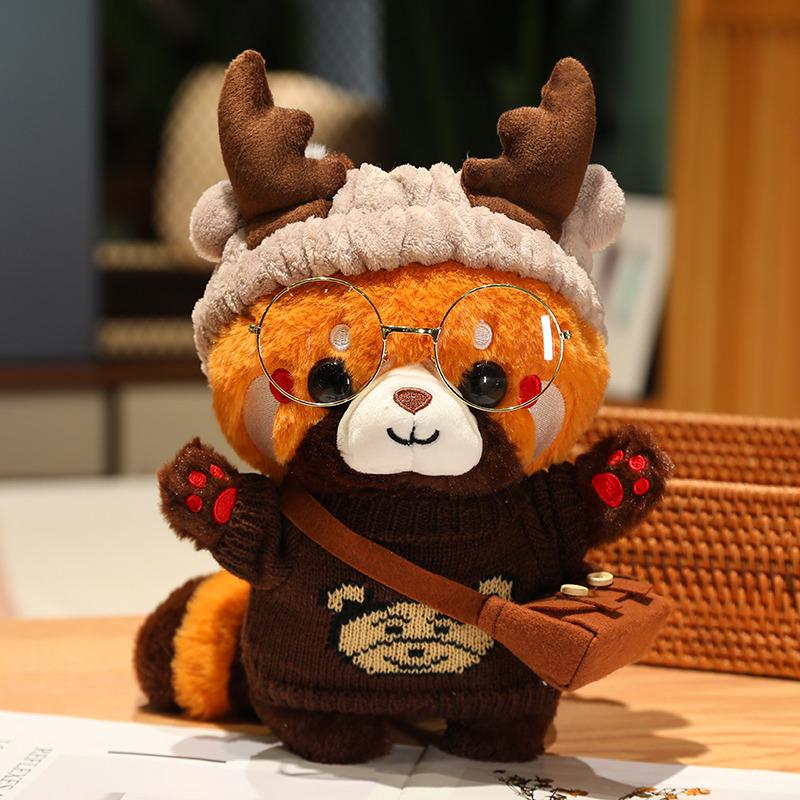30cm Cute Raccoon Into Red Brown Red Panda Dress Up Plush Toy Plush Animal Soft Pillow Birthday Gift for Children