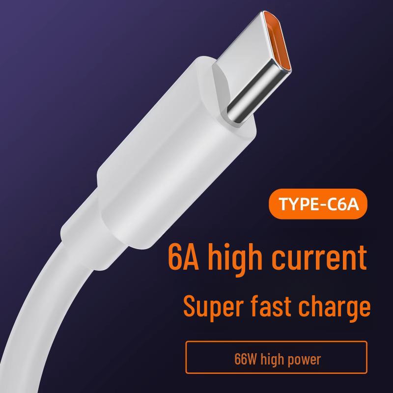 6A Type-C Data Cable for Huawei Mate50pro/40pro & Nova9, Super Fast Charging, Mobile Phone Charger.
