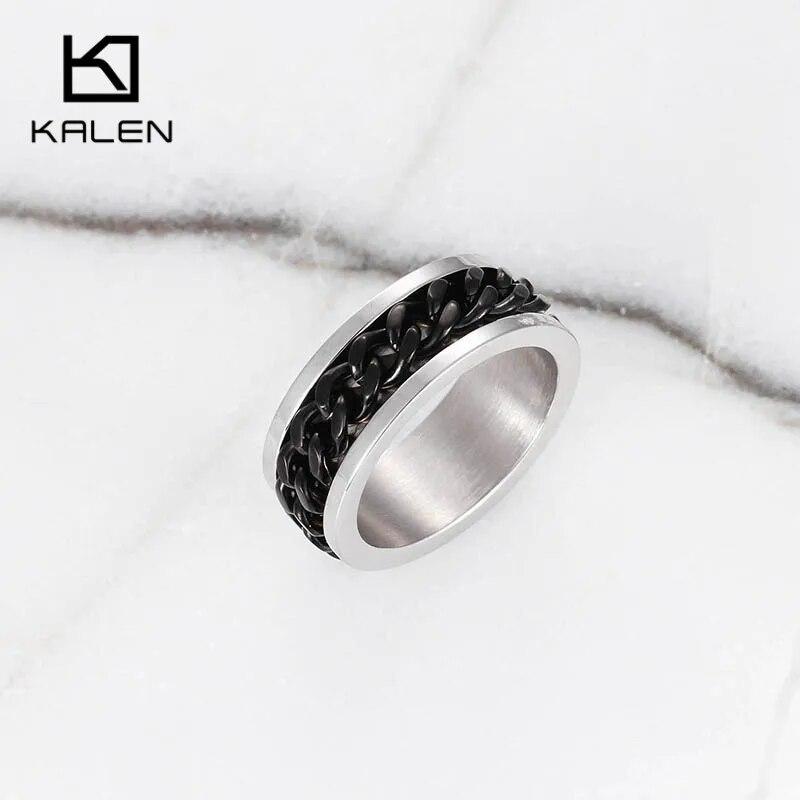 Черные кубинские кольца-цепочки для мужчин и женщин из нержавеющей стали, размер 6, 7, 8 пальцев, миди Bague, ювелирные аксессуары, 2024