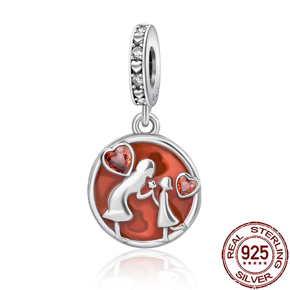 New Charms 925 Silver Sister Daughter Mum Mother Family Love Heart Beads Fit Origina Bracelet Necklace DIY Jewelry