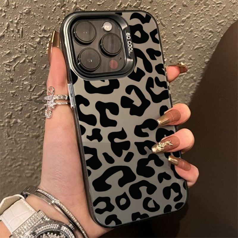 Черно-коричневый чехол для телефона с леопардовым принтом IMD для iPhone 16 15 Pro Max 14 Plus 13 12 11 16E X XR XS Max 7 8 Plus SE2 Противоударный чехол