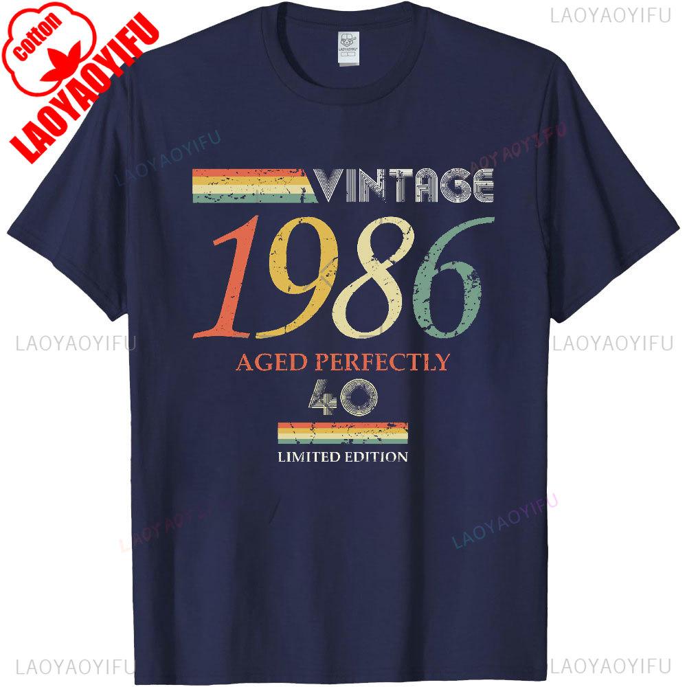 Винтажные Футболки 1986 года 40-й День Рождения 40 Лет Летние Графические Хлопковые Уличная Одежда С Коротким Рукавом Подарки Футболка Мужские Топы