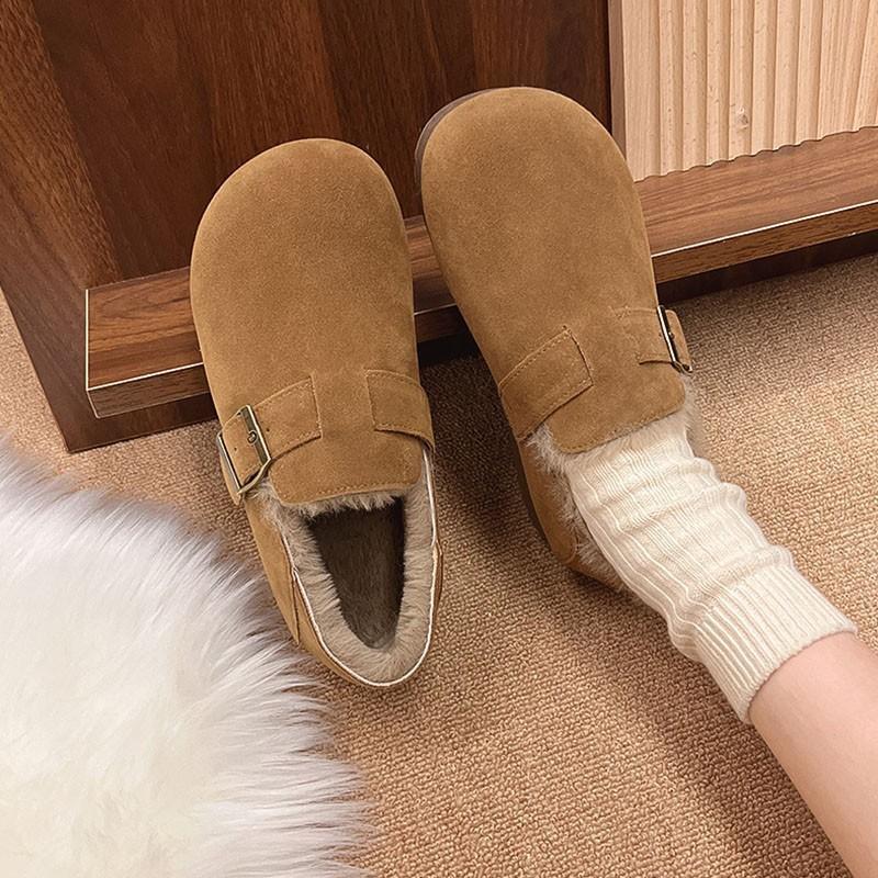 Флисовые ретро-сандалии Birkenstocks «все включено», зимние новые хлопковые туфли, пушистые ботинки, утолщенные теплые снегоступы
