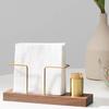 Wooden Tissue Box Gold Tissue Dispenser Multi-use Napkin Holder Restaurant