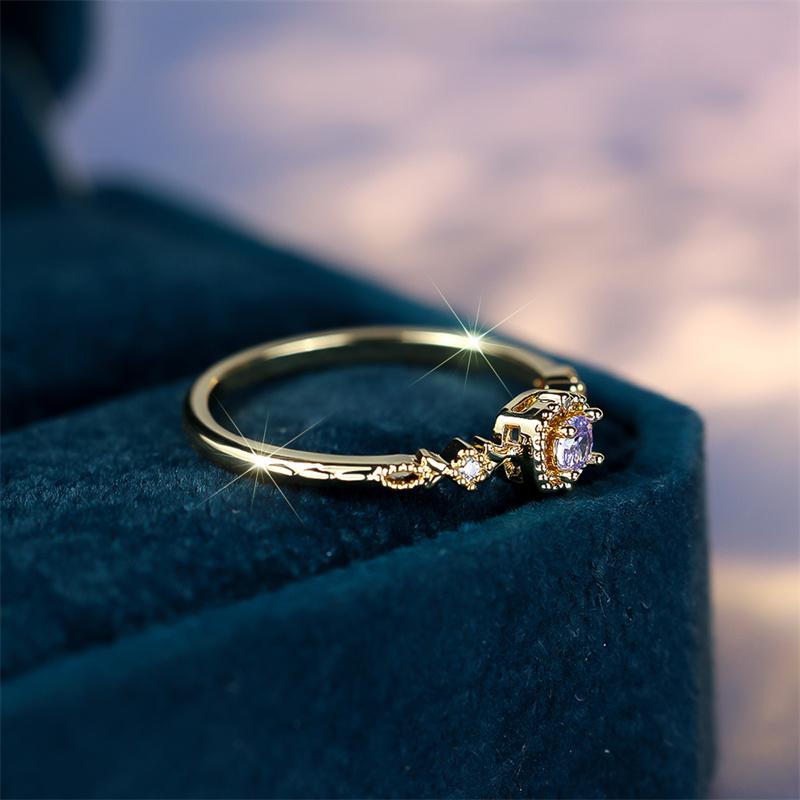 Минималистичное инкрустированное кольцо-твист с высоким фиолетовым цирконом, милое, модное, изящное, винтажное, в стиле бохо, свадебные кольца для женщин, ювелирный подарок