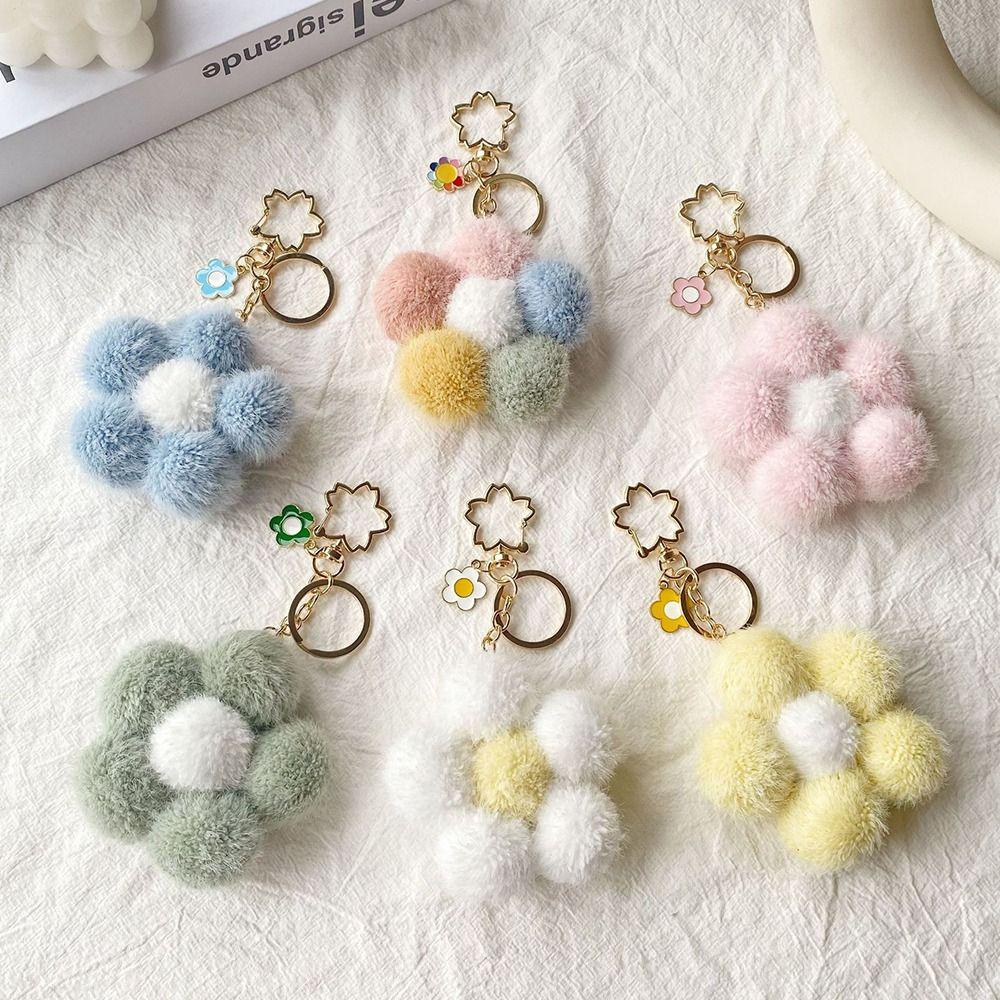 Chain Plushball Bag Pendant Backpack Charms Cartoon Plush Pendant Stuff Plush Toy Flower Keychain