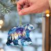1/2/3/4/5Pcs Christmas Acrylic Polar Bear Hanging Decoration Car Rearview Mirror Xmas Tree 2D Flat Stained Glass Bear Hanging Ornament