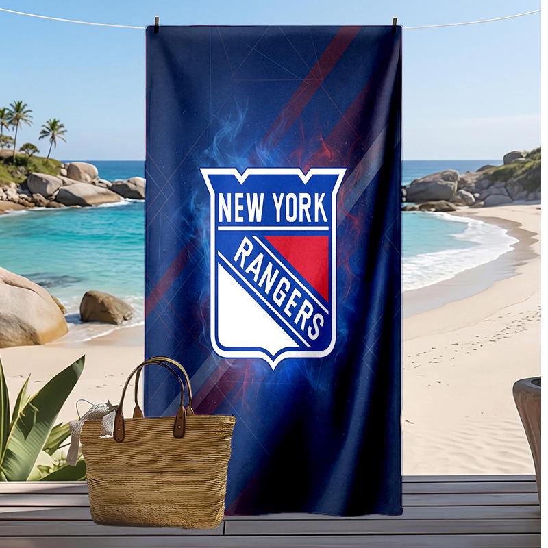 Пляжное полотенце с принтом New York Rangers Мягкое Портативное Быстросохнущее?Сухое полотенце для бассейна, летнего отпуска, активного отдыха на природе
