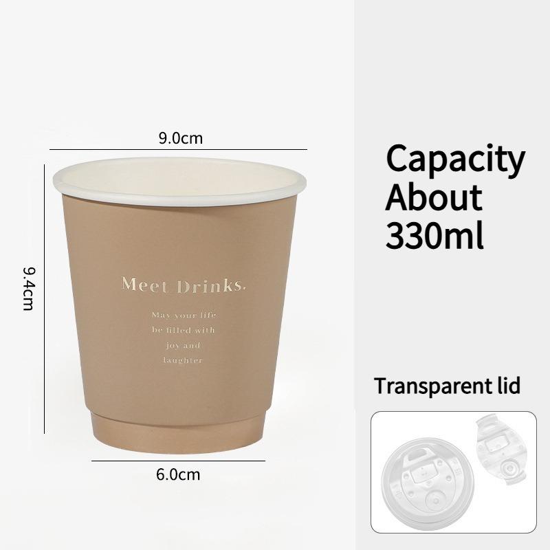 Environmentally Friendly Thickened Paper Cup Hot Stamping Coffee Cups Anti Scalding Hot Drink Cup with Lid Sealed Anti-seepage Disposable Cups