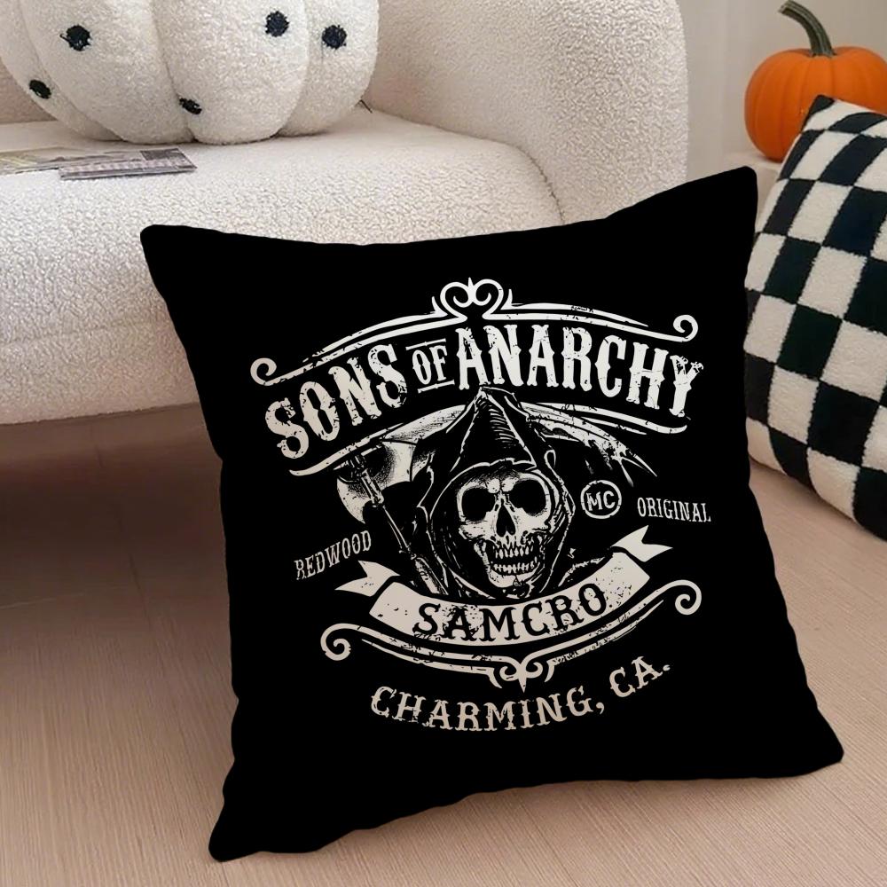 American Biker Drama SSons of Anarchy Cushion Cover Throw Pillow Cover Hidden Button Durable Polyester Chair Cushion
