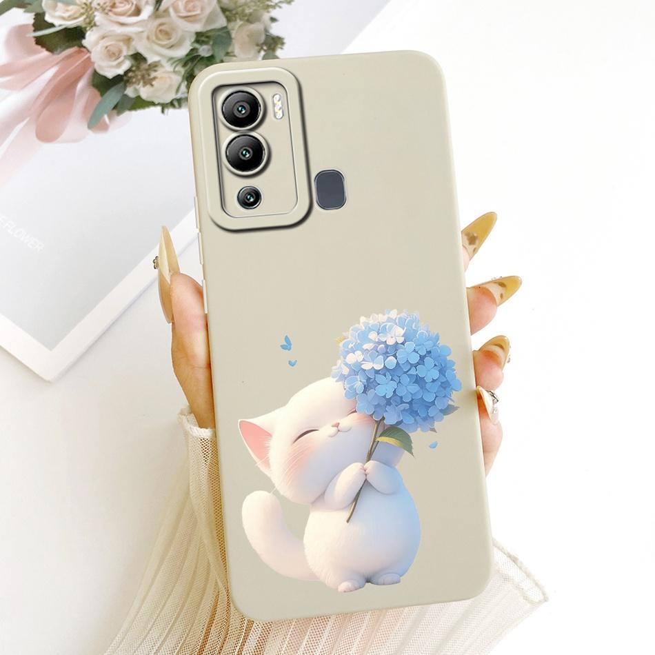 For Infinix Hot 12 12 Play Cute Cat Flower Cartoon Phone Case For Infinix Hot12i Hot 12Play Shockproof Soft Silicone Bumpers
