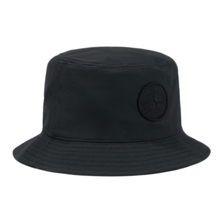 STONE ISLAND Хлопковая шляпа-рыбака с логотипом, унисекс, черная 811598161-V0029