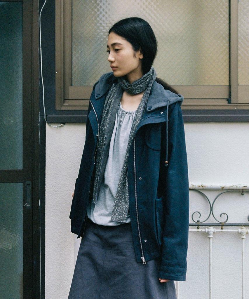 OHESHIO Round Pocket Fishtail Jacket, Navy