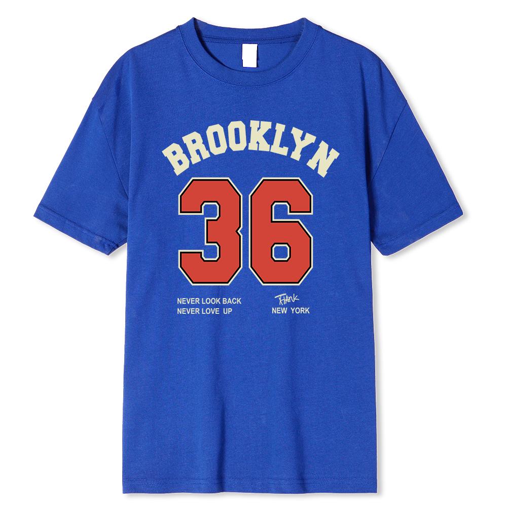 Brooklyn 36 Art Letter Retro Design Cartoons Printing Clothing Men Breathable T Shirt Loose T Shirts Cotton Short Sleeve