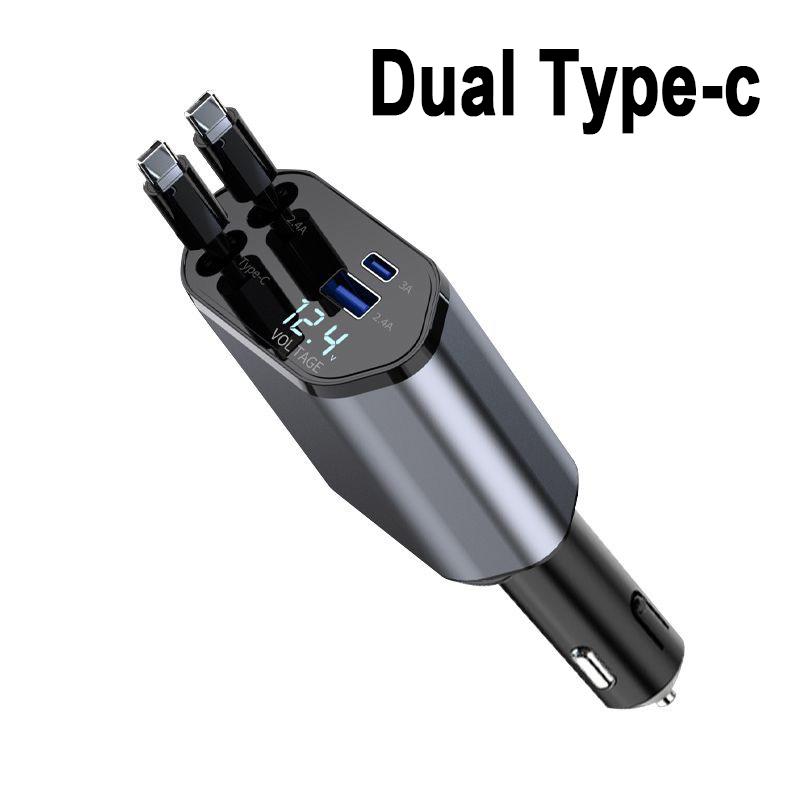 Универсальное автомобильное зарядное устройство 120 Вт Супербыстрая зарядка Выдвижной адаптер-разветвитель 4 в 1 Прикуриватель для Apple 15 Huawei Xiaomi