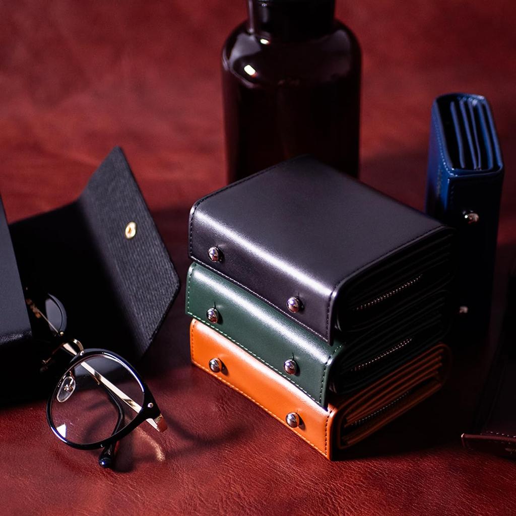 Bifold Wallet Wallet Leather Cowhide Large Capacity Zipper Small Wallet Mini Wallet Compact Brown [Dom Teporna] Men's L-shaped Women's