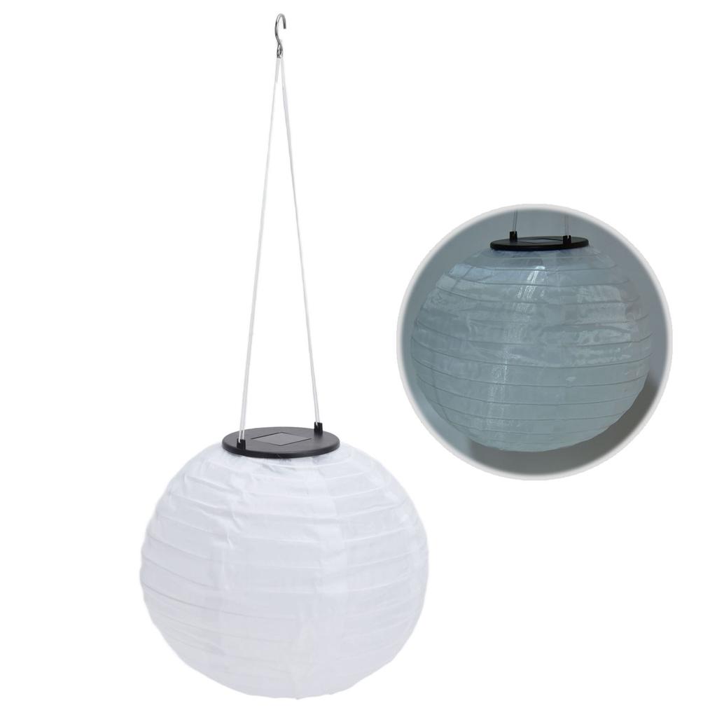 Waterproof LED Solar Cloth Chinese Lantern Outdoor Wedding Party Garden Hanging Hook Lamp