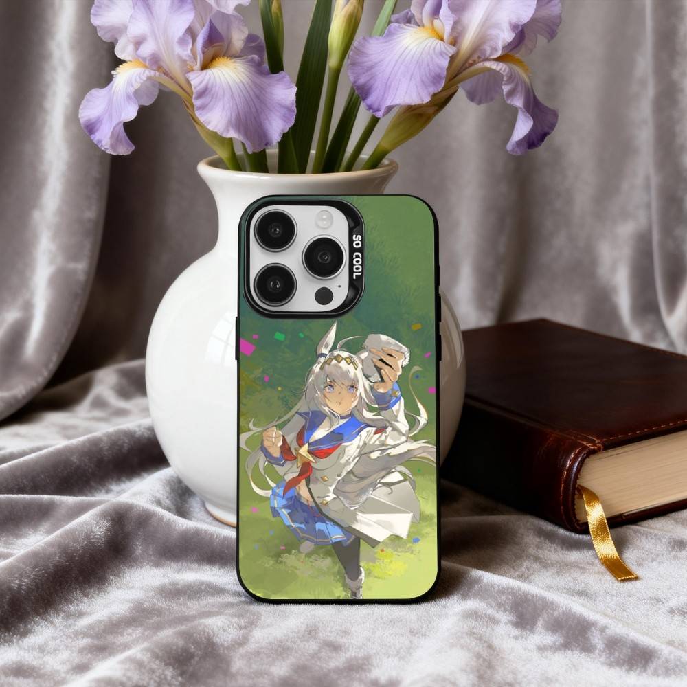 Чехол для телефона U-Uma Musume Pretty Derby O-Oguri Cap для iPhone 17, 16, 15, 14, 13, 12, 11 Plus, Pro Max Черный Конфетный серебристый чехол для телефона