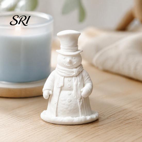 Winter Holiday Home Decor 3D Printed Gentleman Snowman Figurine, Decorative Desktop Ornament, DIY Paintable Customizable Craft Statue for Christmas