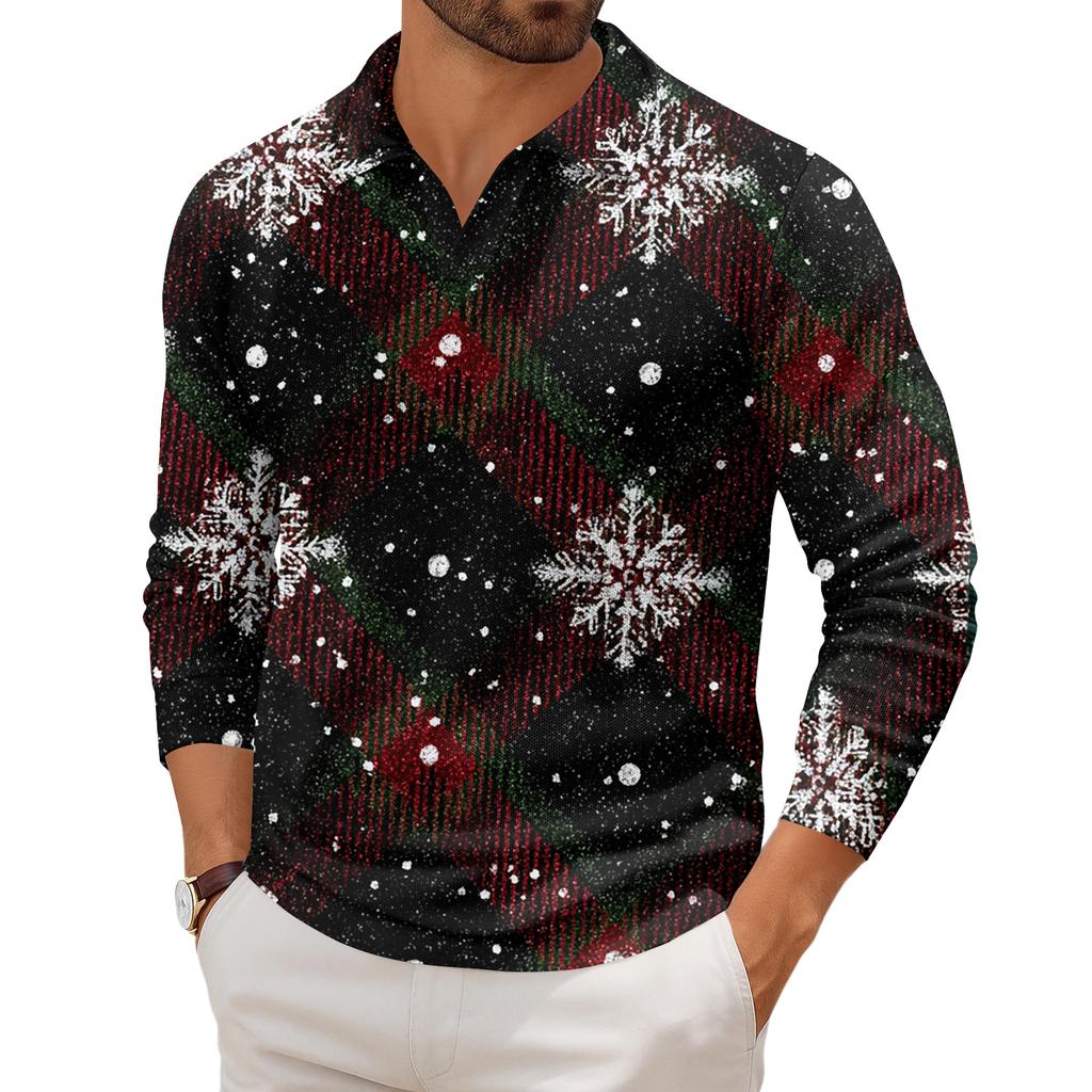 Men's Casual Collared Long-Sleeve Knit Base Layer Top